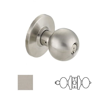 Cal-Royal BA Design Entry Knob Lock, 2-3/8 Backset, ASA Strike, Schlage C Keyway, US32D Satin Stainless BA00-32D-2-3/8
